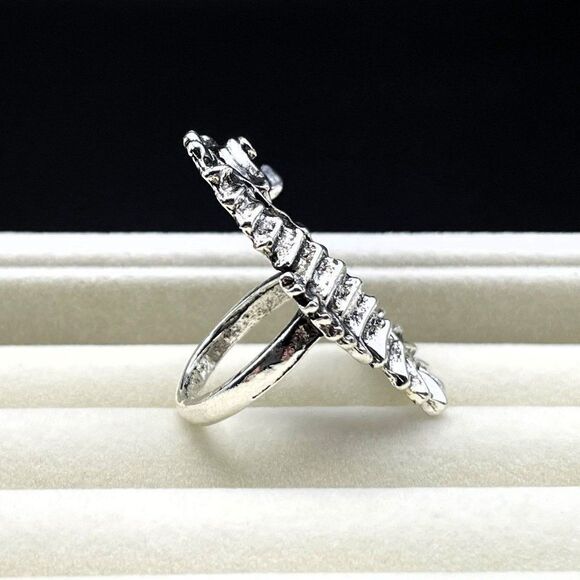 925 Sterling Silver Detailed Seahorse Boho Style Statement Ring Size 8 - Picture 5 of 10
